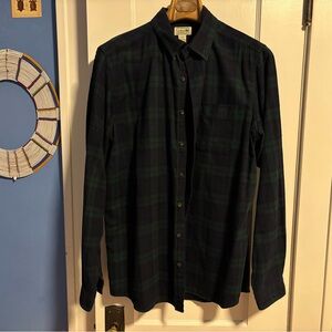L.L. Bean Dark Green and Navy Plaid Shirt size Large Tall